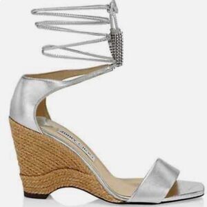Jimmy Choo Silver and Tan Wedges